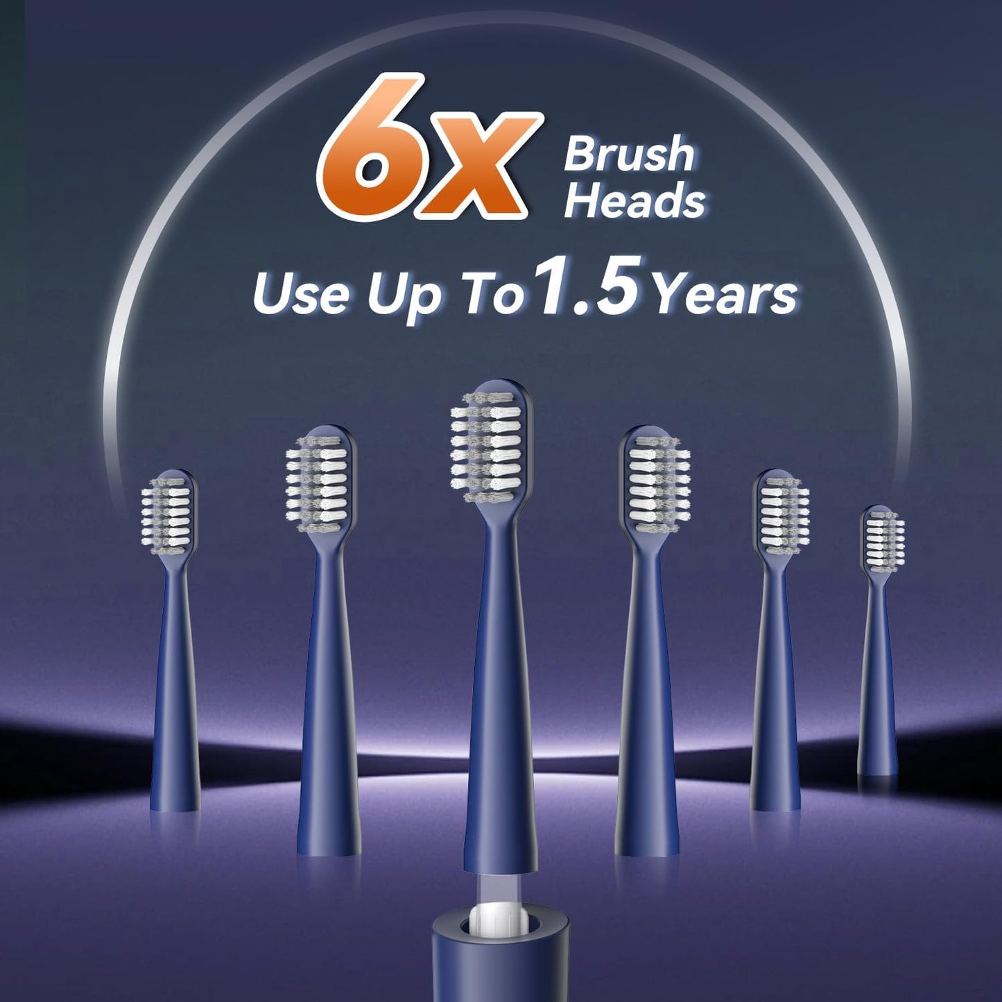 Orthodontic Electric Toothbrush for Braces - 6 U-Shaped Brush Heads, 5 Modes, IPX7 Waterproof | Rechargeable Sonic Clean