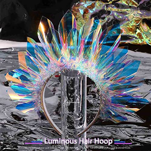 JONKY Light Up Crown Led Birthday Headband Glow Rave Costume Headpiece for Women