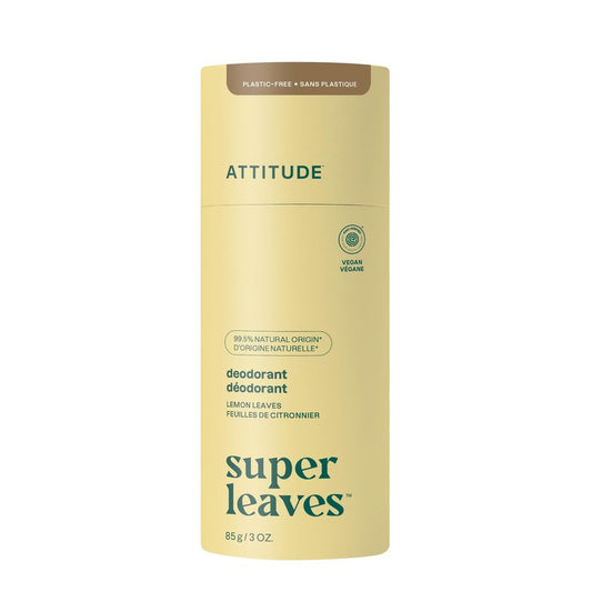 ATTITUDE Plastic-Free Deodorant, EWG Verified, Aluminum Free, Vegan Naturally Sourced Body Deodorants for Women & Men, Dermatologically Tested, Olive Leaves, 3 Ounces