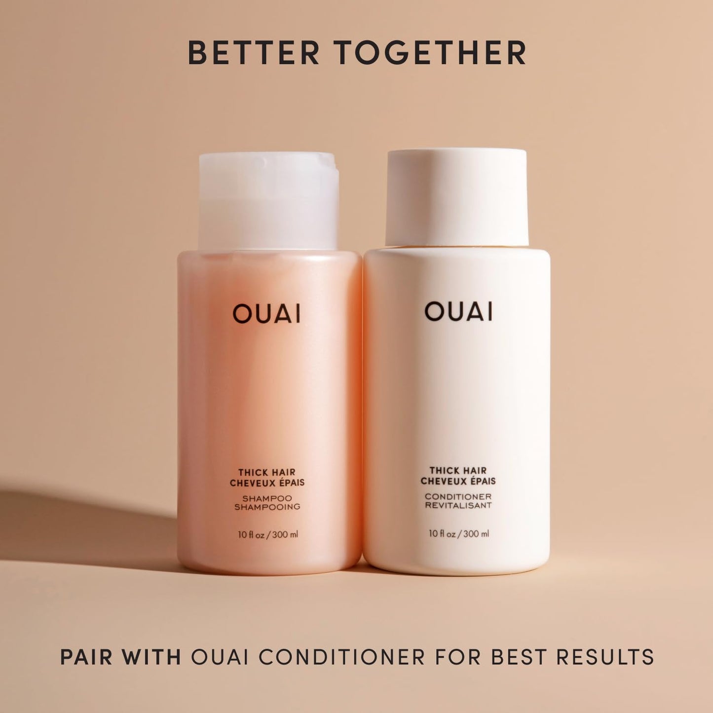 OUAI Thick Hair Shampoo - Hydrating Shea Butter Shampoo for Full, Frizzy Hair - Deeply Moisturizing, Detangling, Split Ends - Marshmallow Root, Avocado Oil & Keratin - Sulfate Free 10 Oz