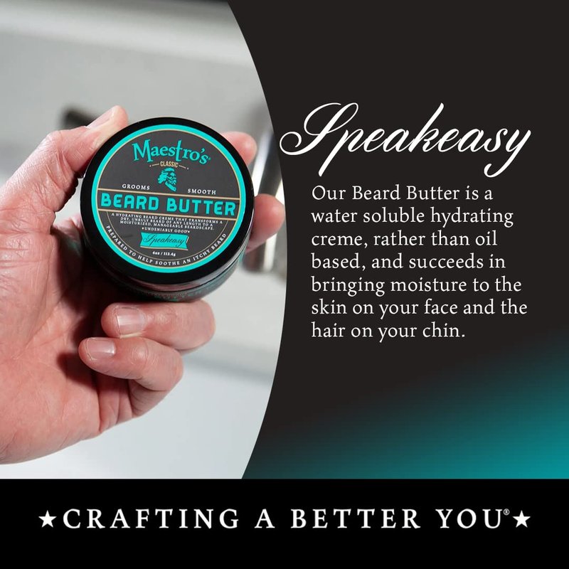 Beard Butter - Anti-Itch Hydrating Cream for All Beard Types | Speakeasy Blend, 4 Ounce
