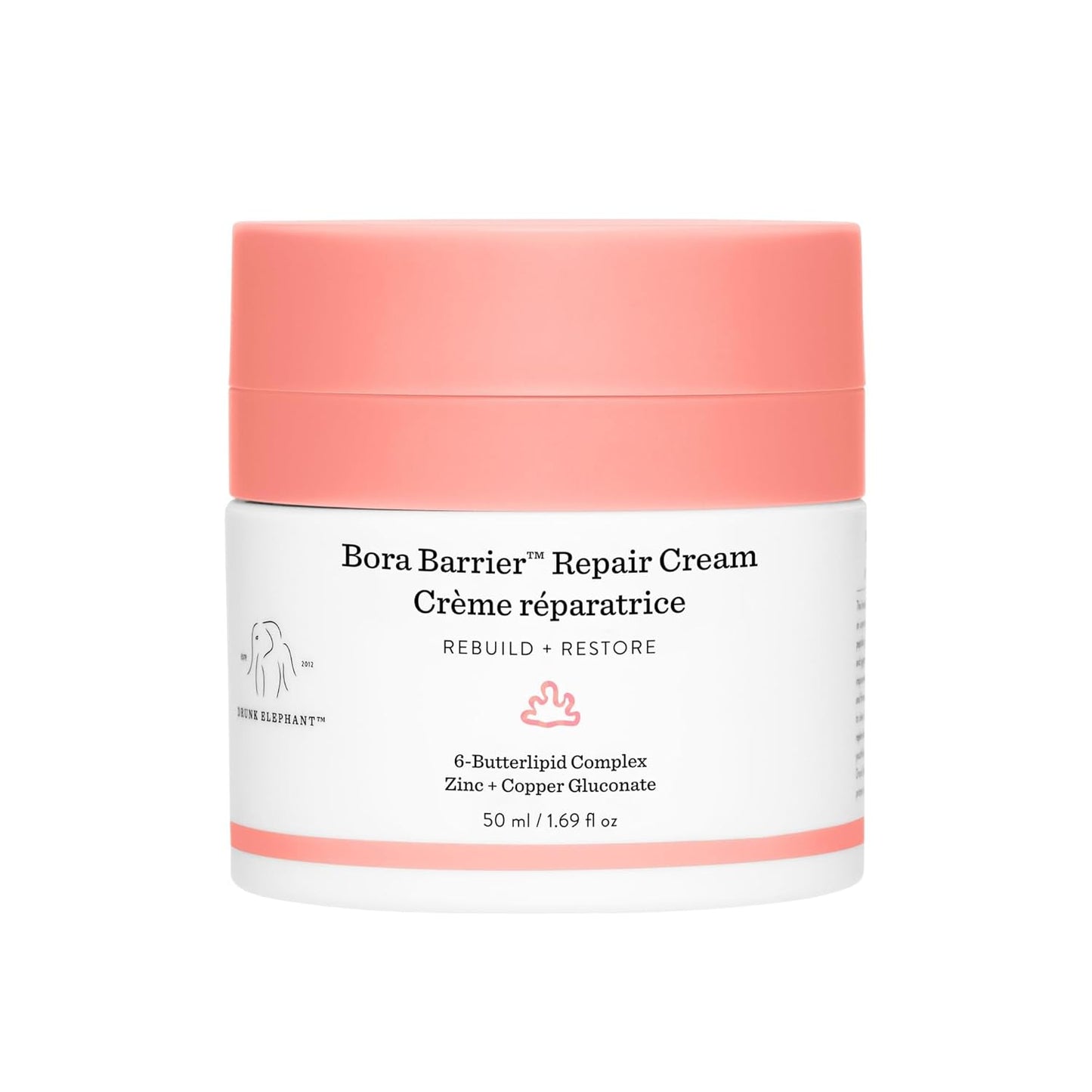 Drunk Elephant Bora Barrier Repair Cream - Ultra-Rich Moisturizer for Sensitive Skin | Fragrance-Free, Cruelty-Free