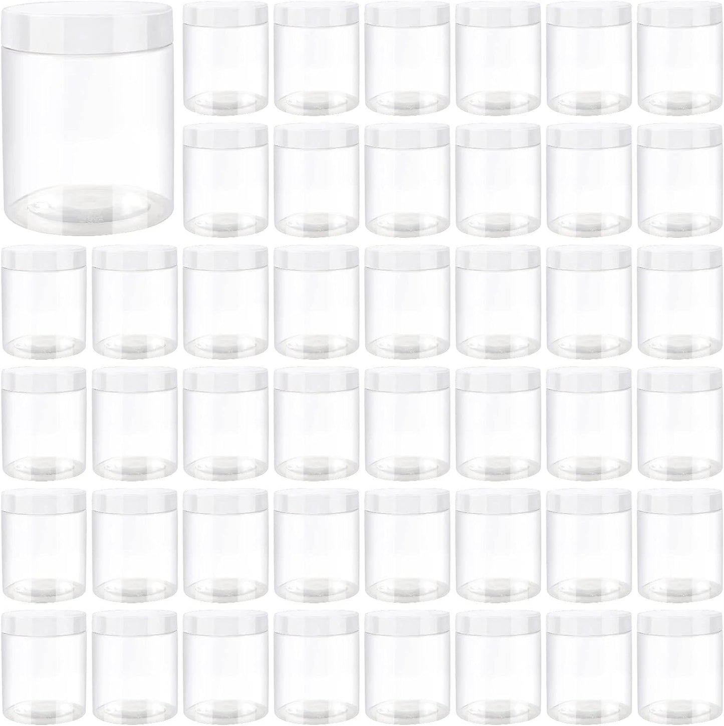 Clear Plastic Jars - 46 Pack 8 OZ Storage Containers for Slime, Food & Beauty Products | BPA Free
