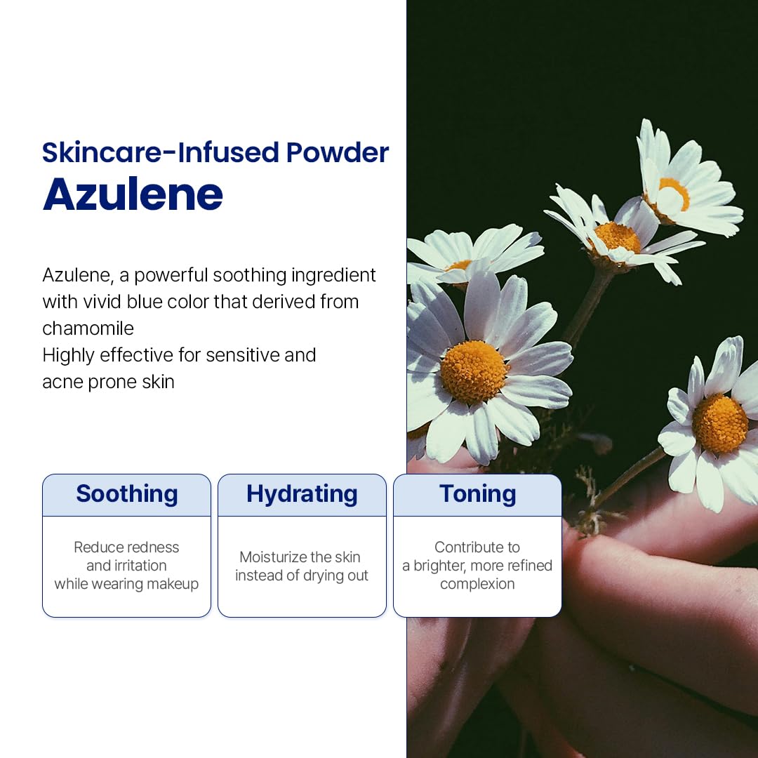 Le Nubele Azulene Face Cover Fixing Powder for Oily Sensitive Skin | Azulene + Talc Free | Blurring Setting Powder, Translucent Face Powder, Setting Powder Makeup, Korean Makeup | 10g•0.35oz