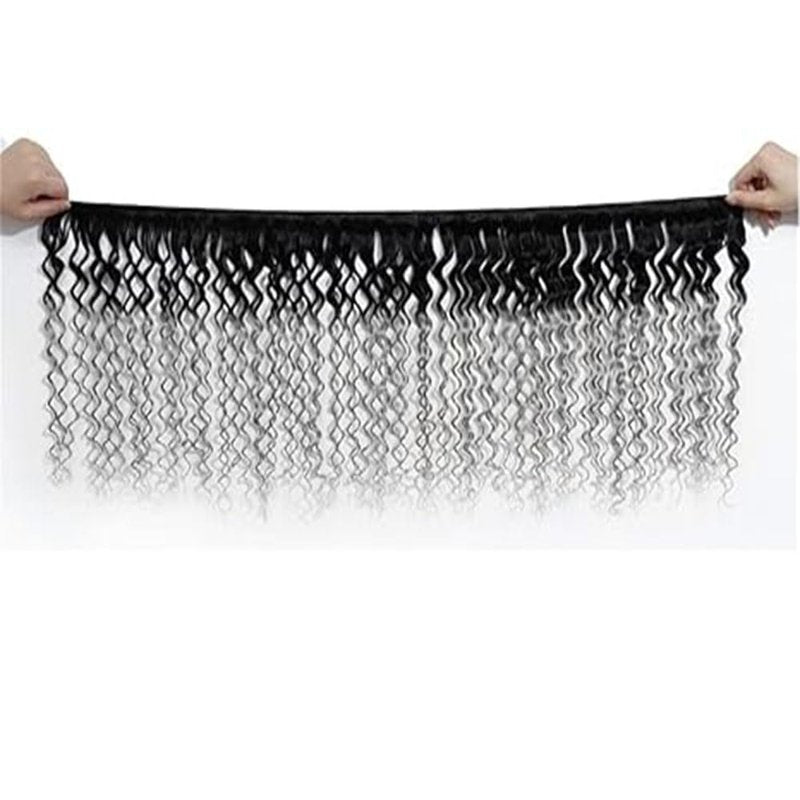 Ombre Grey Human Hair Bundles - 16, 18, 20 Inch Deep Wave | 12A Unprocessed Brazilian Virgin Hair for Black Women