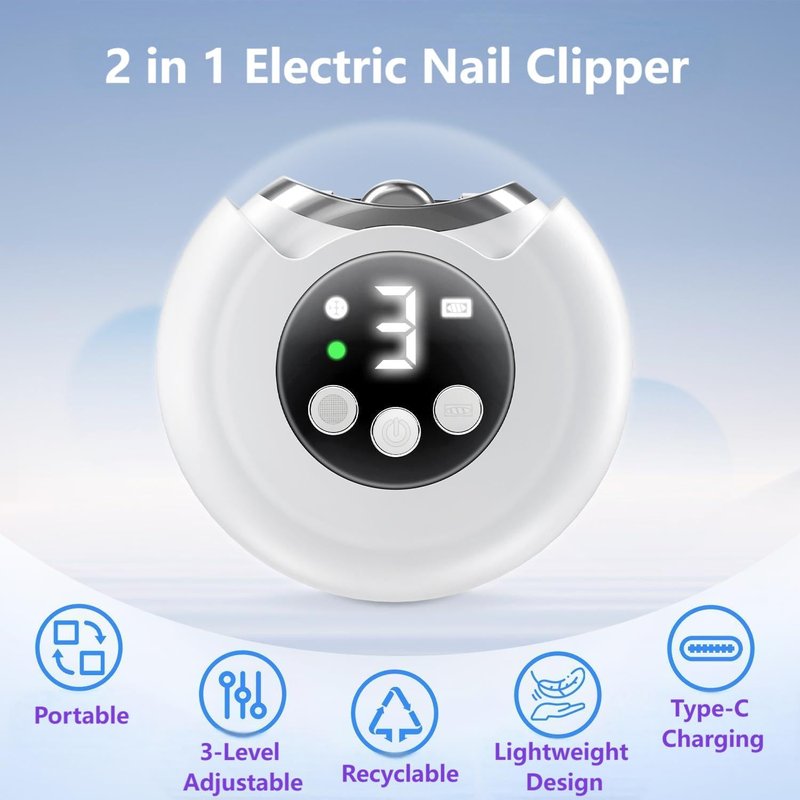 【3 Speeds】 VBXBKC Electric Nail Clipper,Electric Automatic Nail Clipper with LCD Digital Display,Safety Electric Trimmer for Baby Seniors and Adult