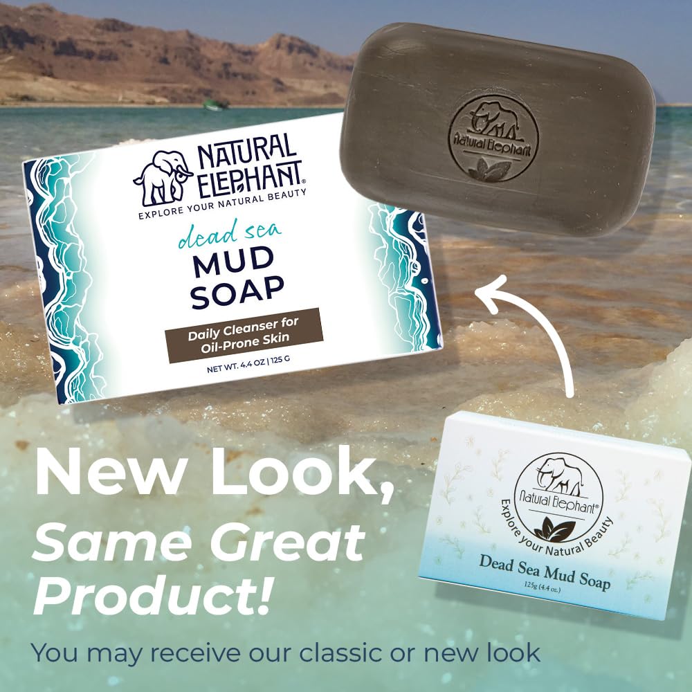 Natural Elephant Dead Sea Mud Soap Bar | Mineral-Rich Face & Body Cleanser with Natural Dead Sea Minerals | 4.4 oz (125 g) Pack of 5
