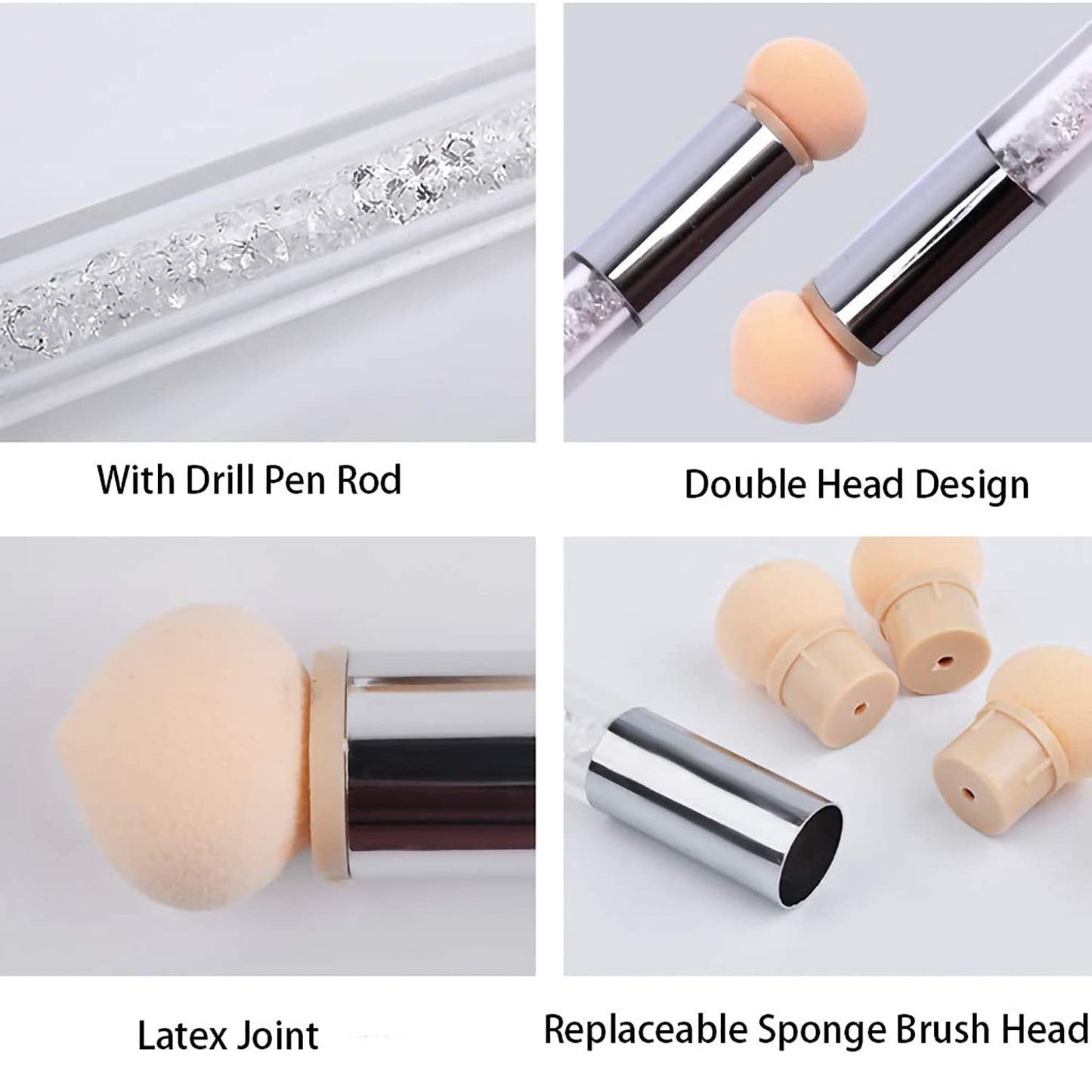 SILPECWEE 3Pcs Ombre Nail Brush, Acrylic Nail Art Brushes, Nail Gradient Brushes Nail Sponges Pen with 4pcs Replaceable Sponge Head Ombre Brush for Nails Manicure Nail Art Tools