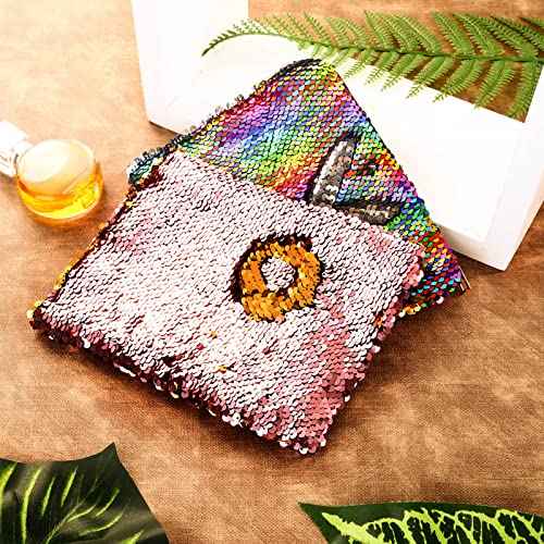 Tatuo 4 Pcs Sequin Makeup Bag Glitter Sequin Purse Rainbow Iridescent Make up Bag Small Reversible Cosmetics Pouch for Women Teacher Graduation Gifts Party Favors