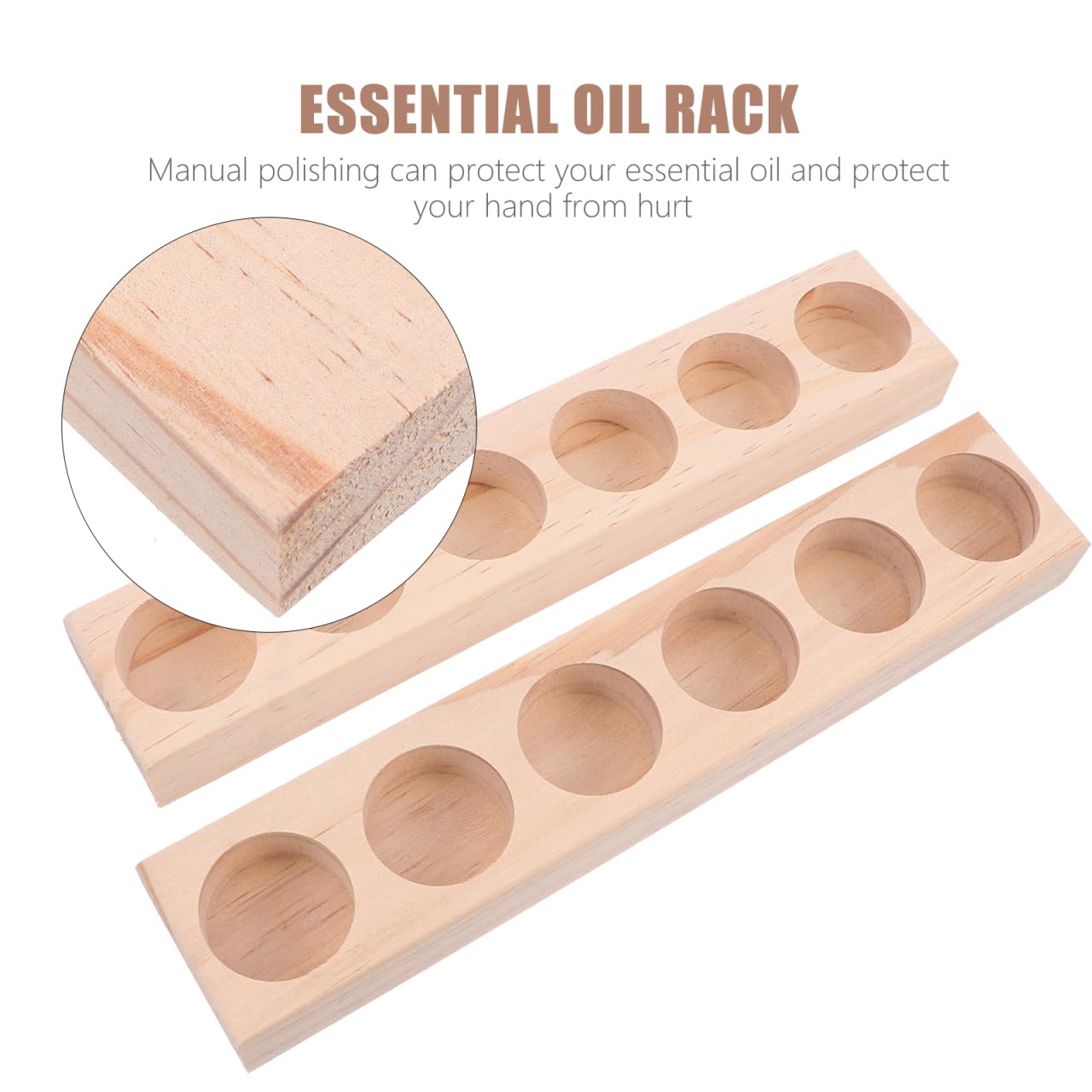 EXCEART Essential Oil Display Shelf Organizer 2Pcs 6Slots Essential Oil Bottle Organizer Display Shelves Wooden Essential Oils Tray Storage Racks Nail Polish Display Holder Stand (Pack of 2)