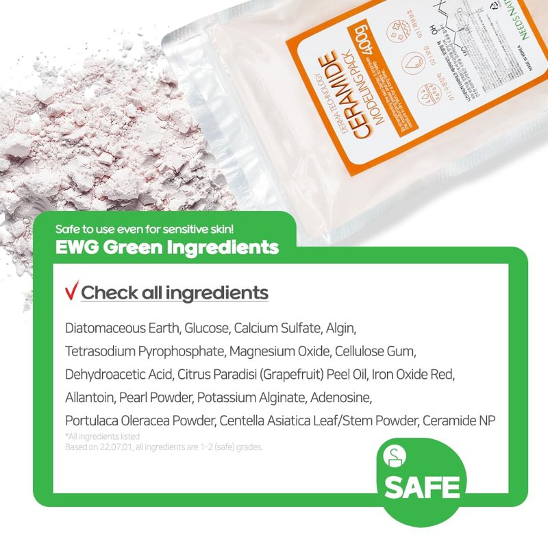 Modeling Mask with Ceramide for Face – NEEDS NATURE | Moisturizing & Barrier Repair Peel-Off Rubber Mask | Korean Skincare | Home Spa Treatment | 400g Powder Pack with Mixing Tools