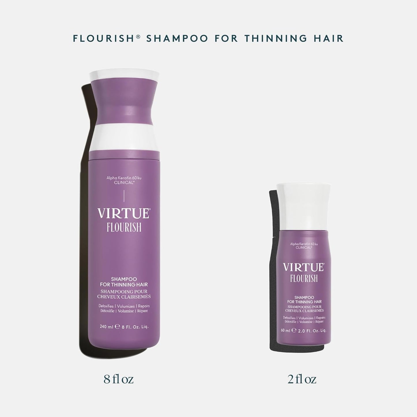 VIRTUE Flourish Shampoo - Sulfate-Free Volumizing Formula for Thinning Hair | Color Safe, Detoxifying Treatment