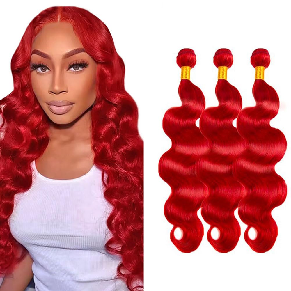 Red Bundles Human Hair Burgundy Body Wave 3 Bundles 12 14 16 Inch Unprocessed Virgin Remy Wine Red Body Wave Bundle Human Hair Extensions