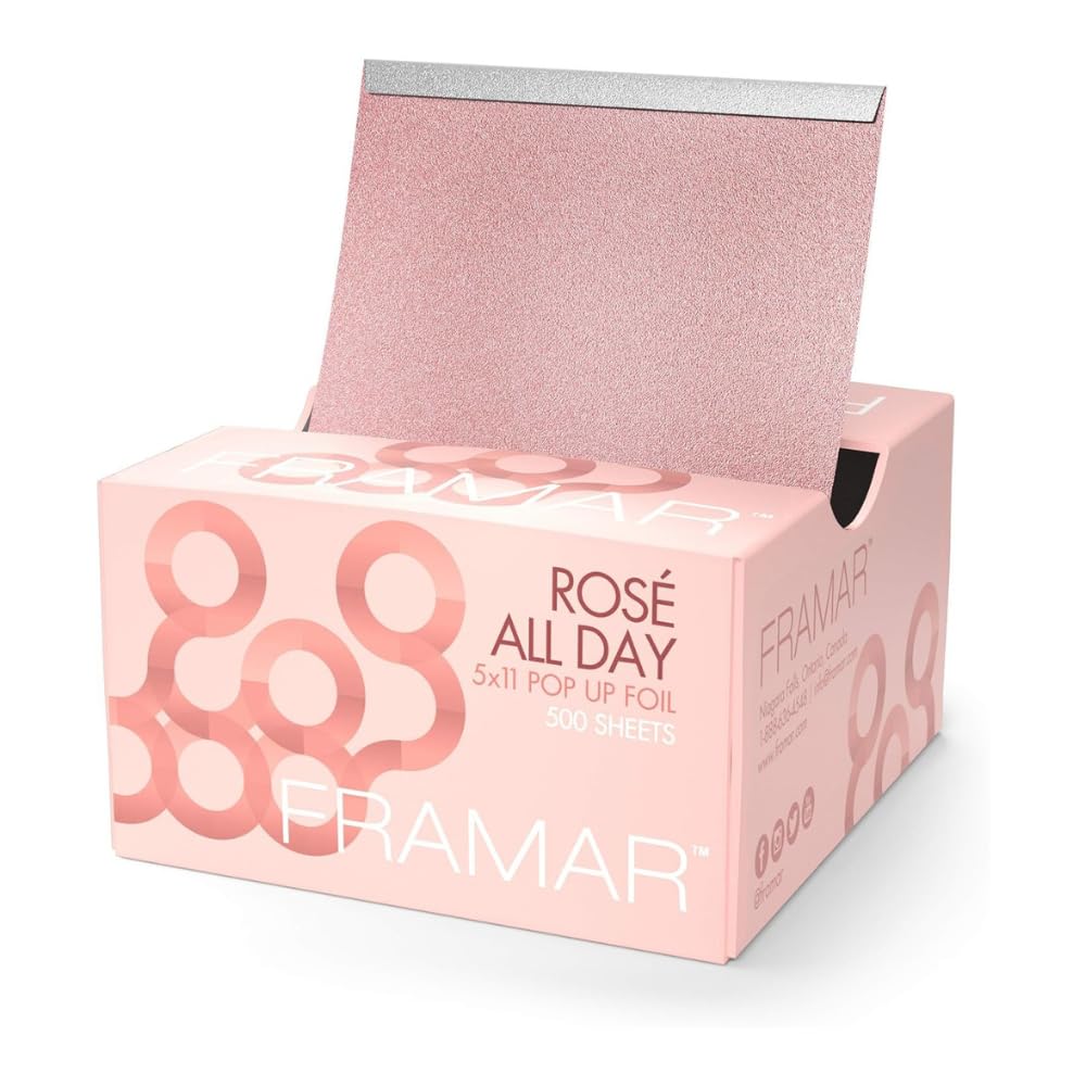 Framar Rosé Hair Foils For Highlighting - Pop Up Hair Foil, Highlight Foils For Hair, Aluminum Foil Sheets, Salon Foils For Hair Stylist, Hair Dye Supplies, Non Slip 500 Pop Up Foil Sheets