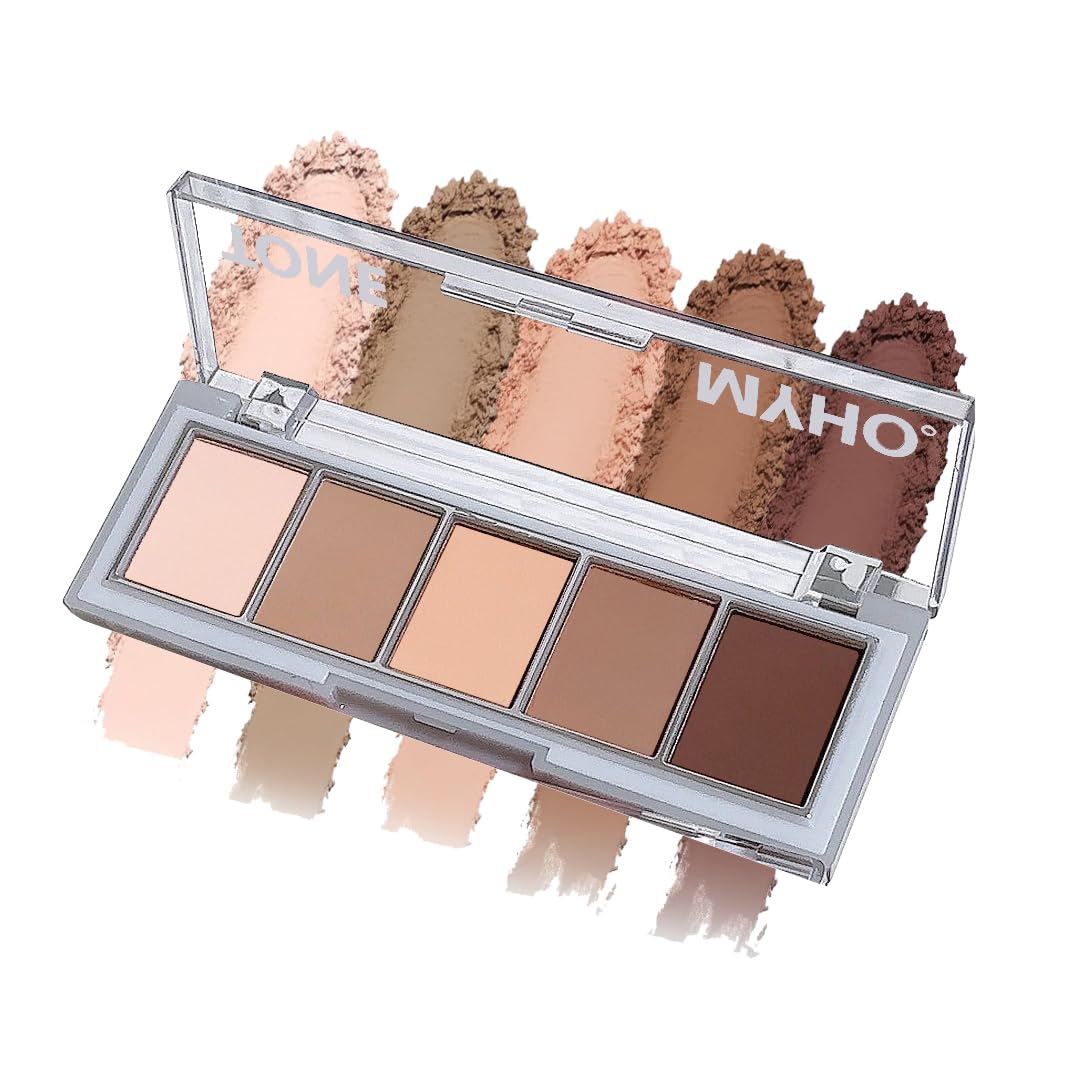 Neutral Naked Brown Eyeshadow Palette - 5 Colors Nude Brown Tones, Velvety Matte, Long-Lasting & Waterproof for Natural Everyday Looks (01#)