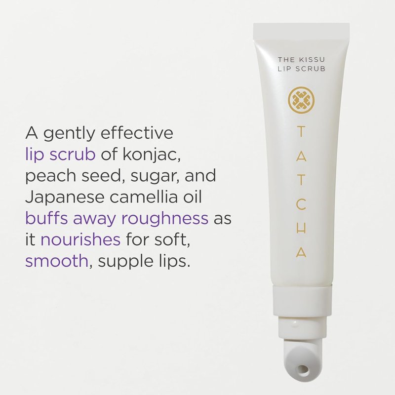 Tatcha Kissu Lip Scrub - Moisturizing Exfoliant with Peach Seed for Smooth, Soft Lips | 0.35 oz