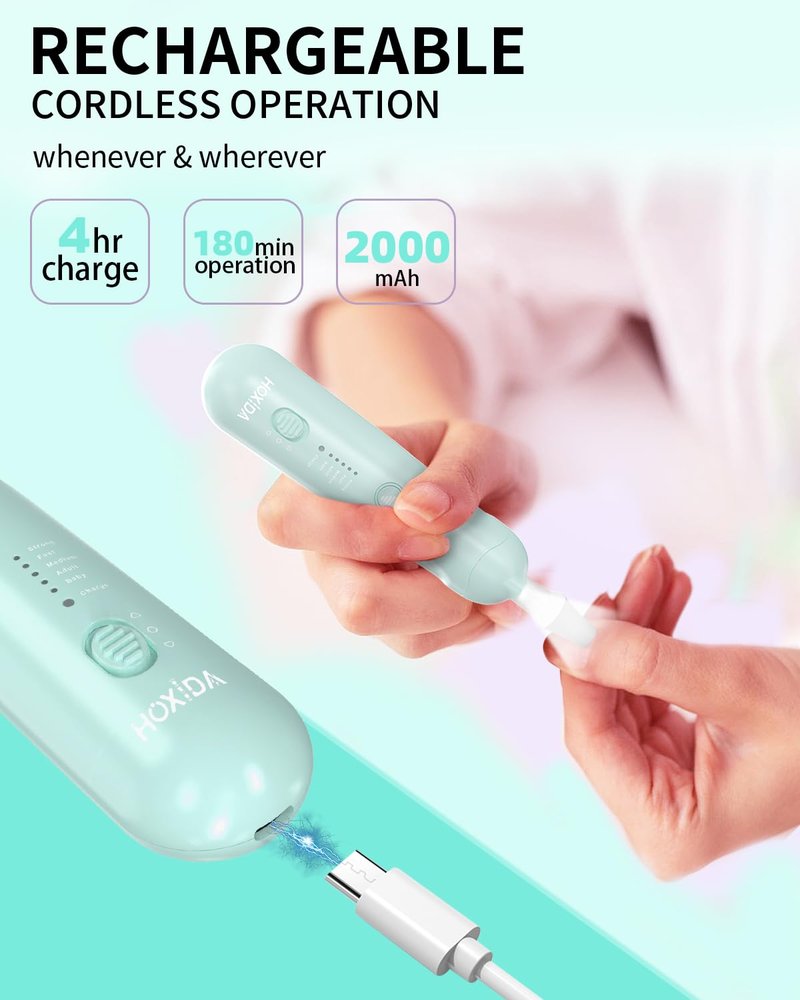 Cordless Electric Nail File Set, Rechargeable Pedicure Tools for feet, Professional Manicure Pedicure Kit 5 Speeds Hand Foot Care Nail Drill for Thick Nail Toenail Cuticle Women Men Pets
