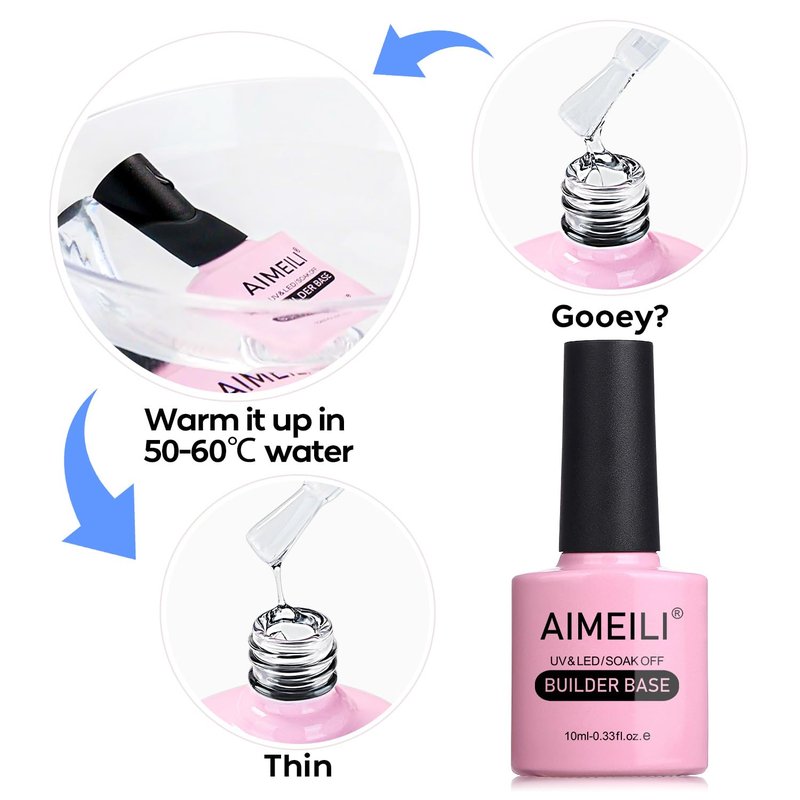 AIMEILI Builder Base Clear Sheer Color Gel, Hema Free, Cruelty Free, Vegan, No Need Slip Solution, Soak Off Gel Nail Polish 6pcs X 10ml - Kit Set 36