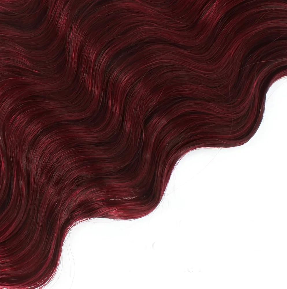 Ombre Burgundy Bundles Human Hair 1B99J Burgundy Deep Curly Bundle 12 14 16 Inch Ombre Loose Deep Wave Human Hair Bundles Unprocessed Brazilian Hair Extensions Double Weft