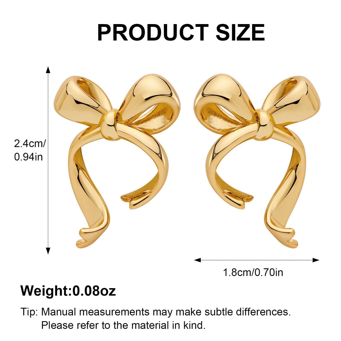 Doubnine BowKnot Earrings Gold Ribbon Stud Golden Bow Cute Christmas Wedding Jewelry for Women