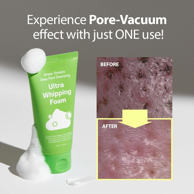 SUNGBOON EDITOR Green Tomato Deep Pore Cleansing Whipping Foam 4.24 oz | Korean Foaming Face Wash for Oily Skin | Blackhead Remover & Pore Minimizer | Hydrating Skincare