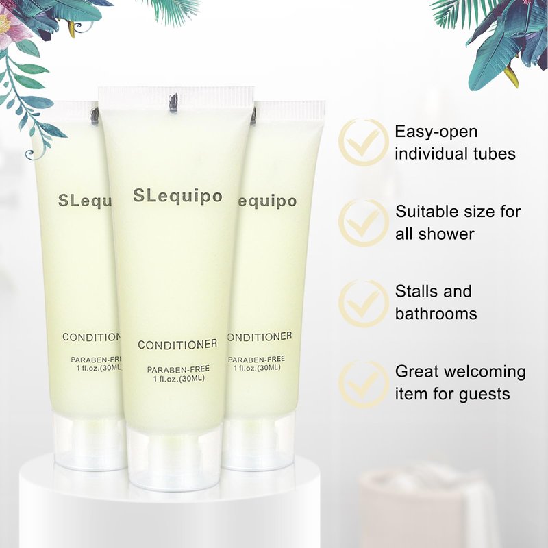 Travel Size Conditioner Bulk (1 fl oz,100 Pack), Refreshing Hotel Conditioner, Mini and Small Size Conditioner Gel, Guest Hotel Toiletries in Bulk - Mini Conditioner, Clear Container