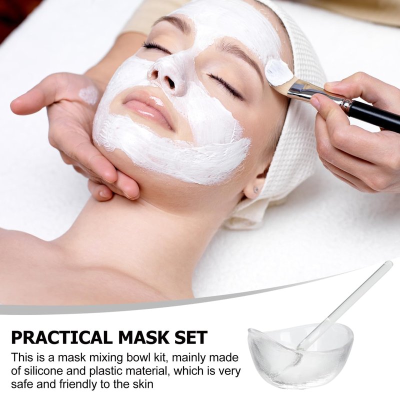 Zerodeko Glass Facial Mask Mixing Bowl Set with Spoon 3.14X2.36X1.57 Inch for Diy Skincare Essential Oil Mixing Home and Salon Beauty Tool