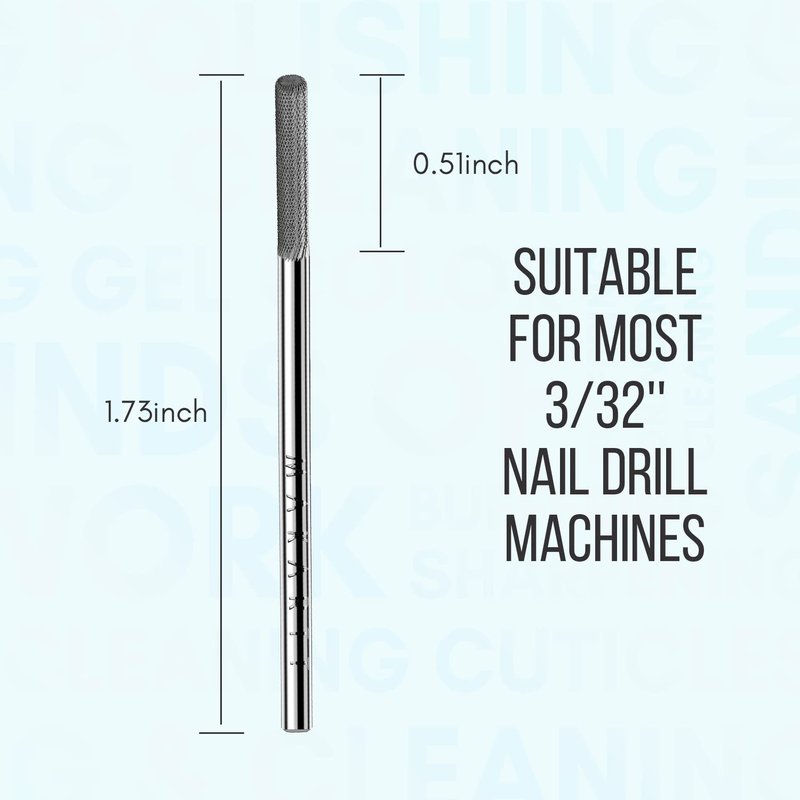 Makartt Cuticle Nail Drill Bit - Safety Tungsten Carbide Cuticle Remover Drill Bit Needle Bit Under Nail Cleaner Dead Skin Nail Prepare 3/32'' for Electric Nail File Nail Buffer Bit-3XF (Silver,Fine)