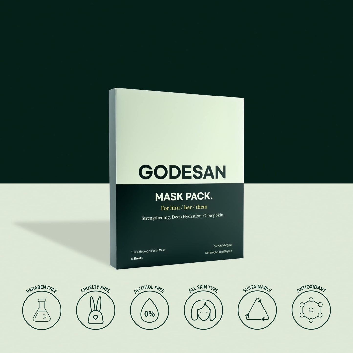 GODESAN Hydrogel Face Mask Pack 10pcs - Rich Collagen, Deep Moisture, Tea Tree, All skin type, Hyaluronic