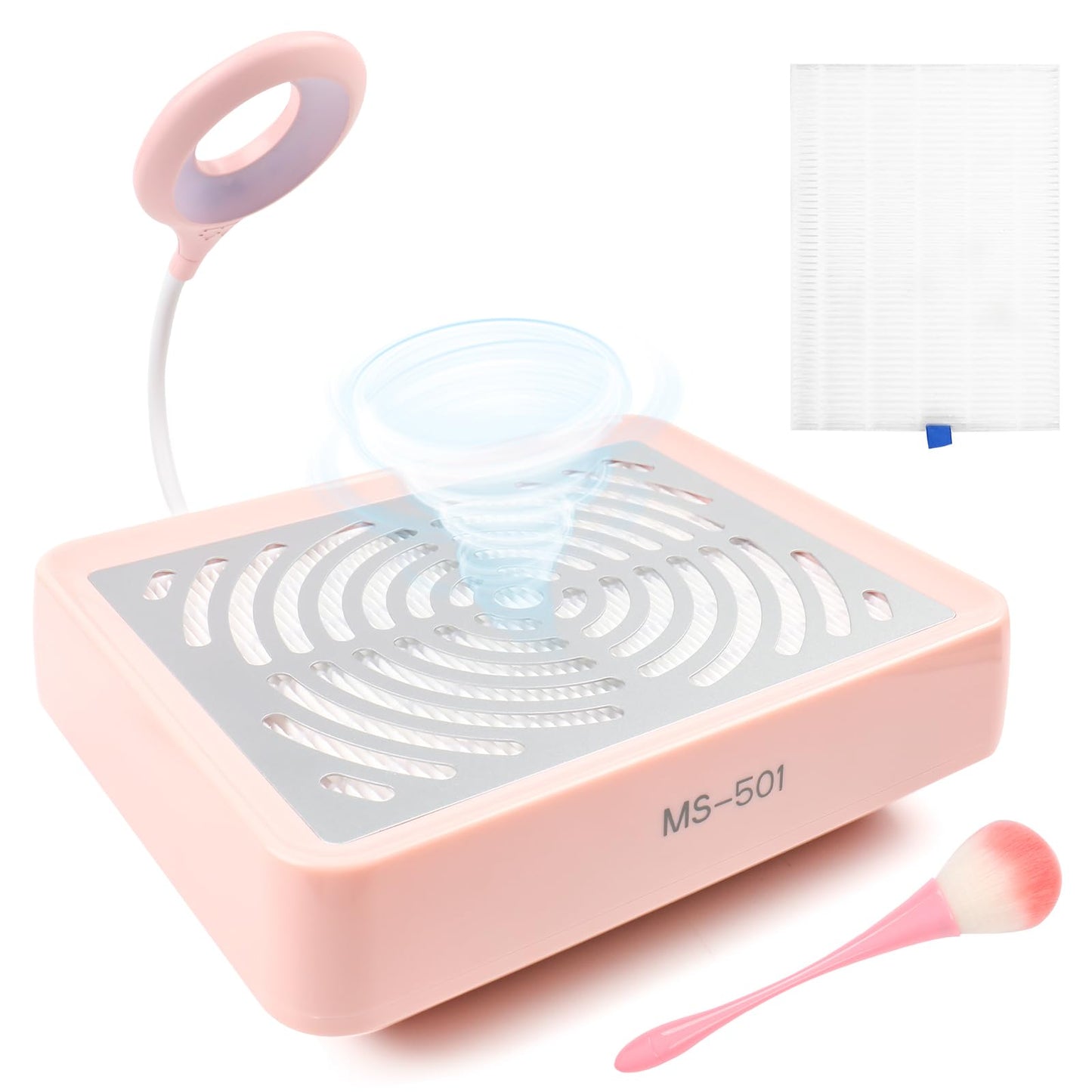 Nail Dust Collector with LED Light (Pink)