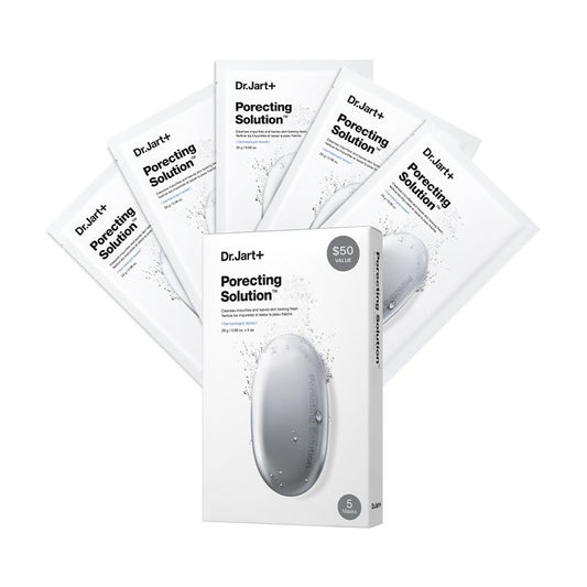 Dr.Jart+ Dermask Porecting Solution Korean Charcoal Face Mask | Sheet Mask for Oily Skin | Gifts for Women | Korean Skin Care, 5 Pack