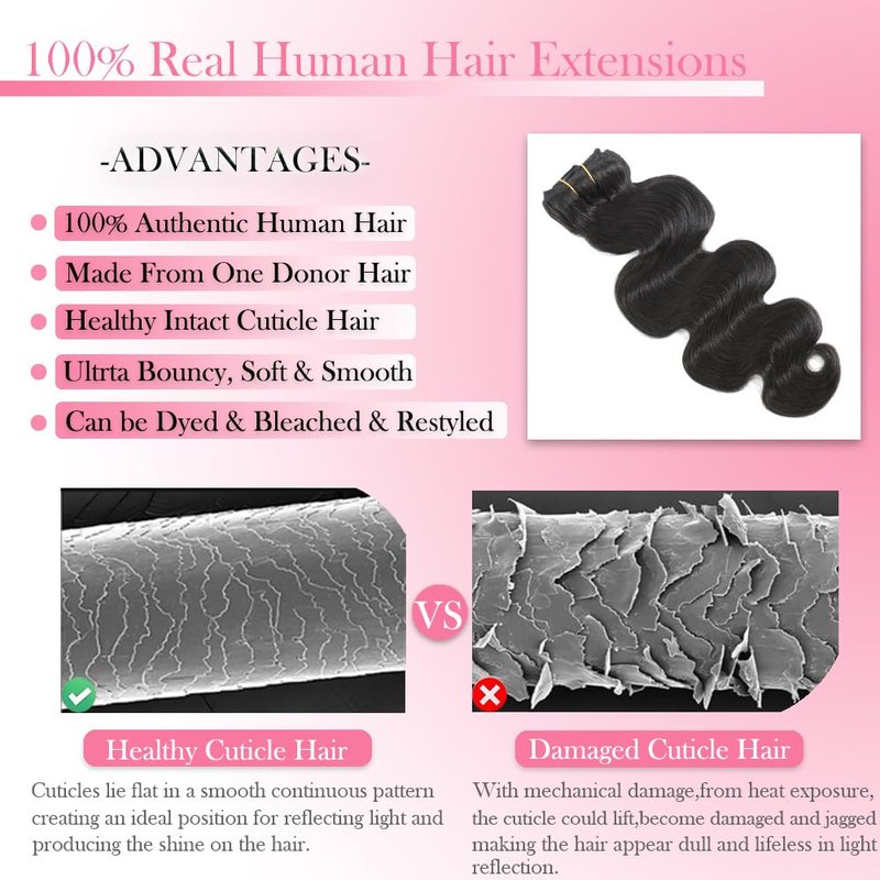 AIWET Body Wave Clip in Hair Extensions Real Human Hair, 8Pcs 120g Wavy Human Hair Clip in Extensions for Women 12A Brazilian Virgin Wavy Human Hair Extensions Clip ins Natural Black (#1B,16 Inch)
