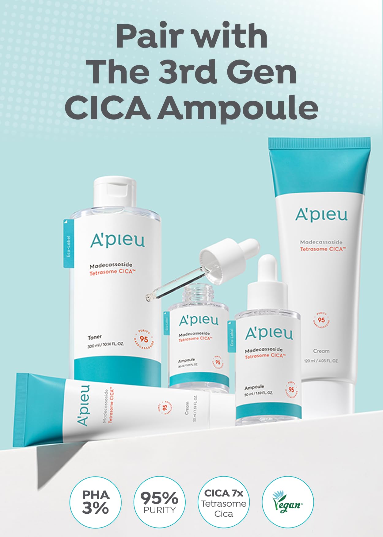 A'PIEU Madecassoside Tetrasome Cica Face Serum Ampoule - Skin Barrier & Calming Care with Advanced Tetrasome Technology, 3x Faster Absorption. Lightweight, Non-Sticky, Korean Skincare 1.69 Fl oz