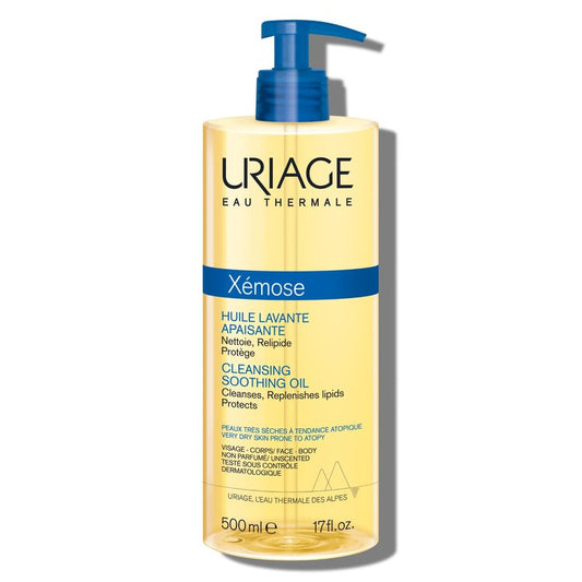 Uriage Xémose Face & Body Wash For Very Dry Skin, Soothes For Long-Lasting Comfort, Mild Foaming Nourishing Gel-In-Oil, Fragrance & Soap-Free, Physiological Ph