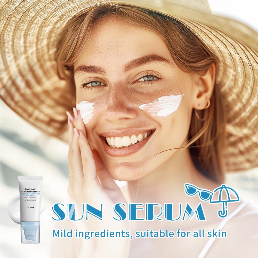 2 Pcs Centella Sunscreen SPF 50, Hyalu Cica Water-Fit Sun Serum, Face Sun Screen Long-Lasting Protection, Sunscreen with Hyaluronic Acid, Hydrating & Light & Smooth and UV Defens.