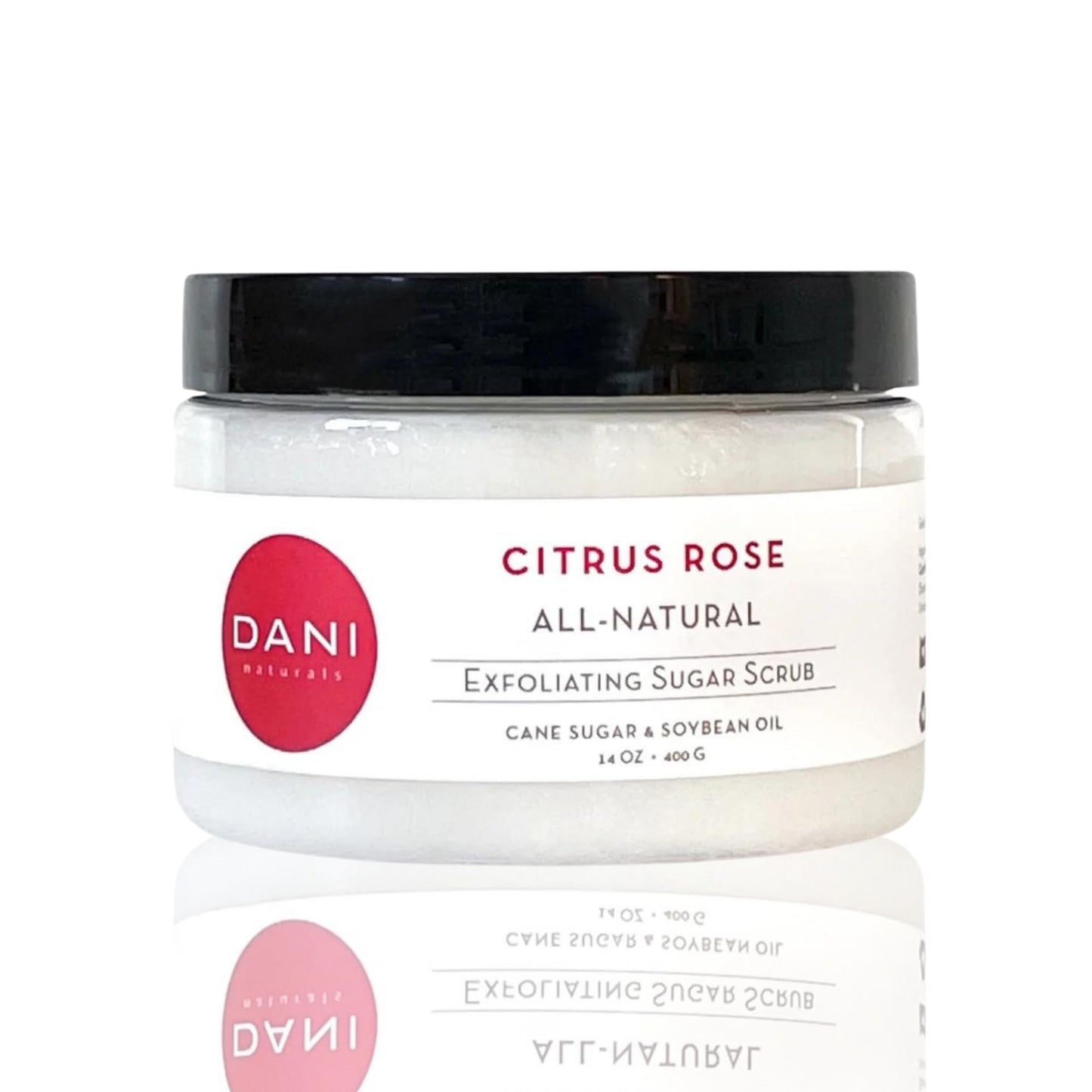 DANI Naturals Citrus Rose Gentle Exfoliating Sugar Scrub, Vegan, 14oz