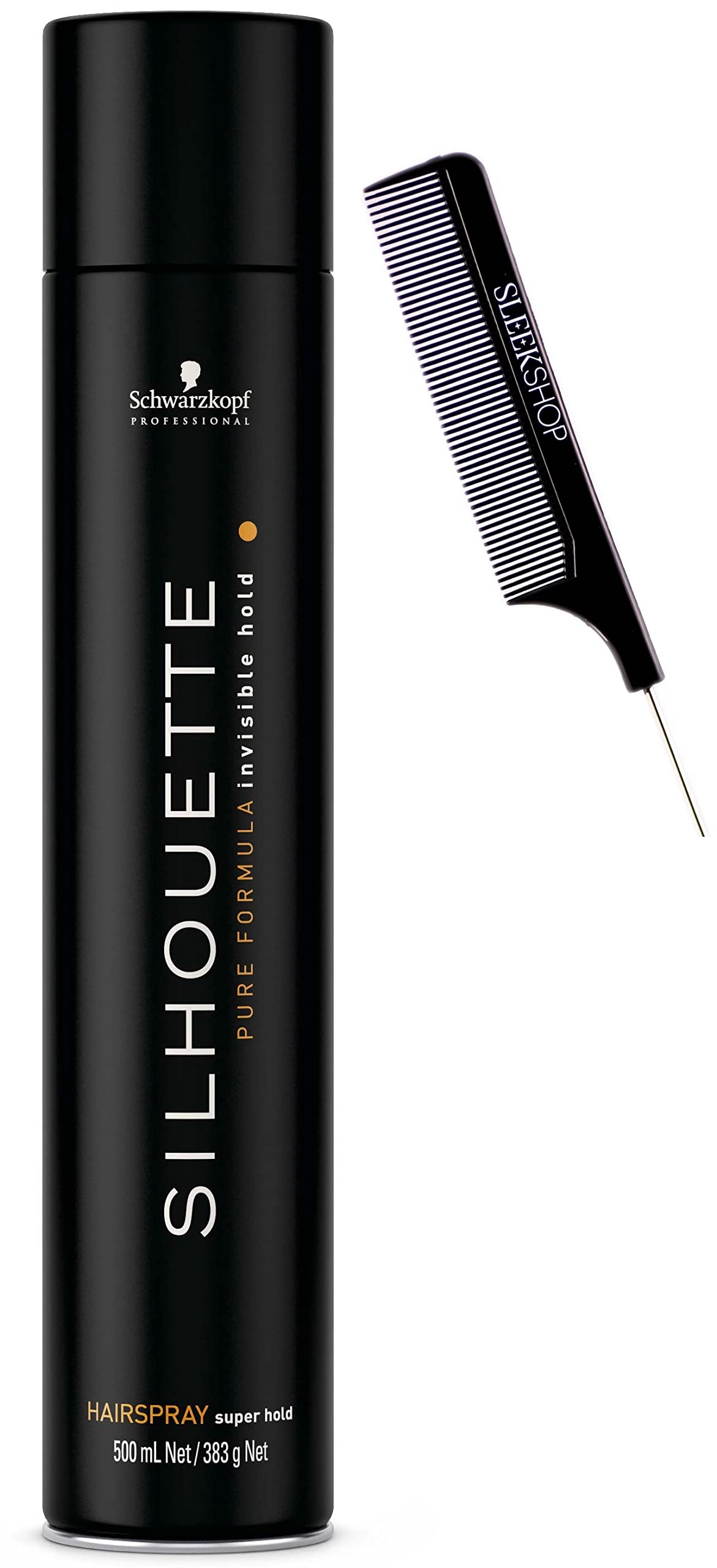 Sleekshop Comb + Schwarzkapf Professional Silhouette Super Hold Hairspray Aerosol Hair Spray (Super Hold - 16.9 oz)