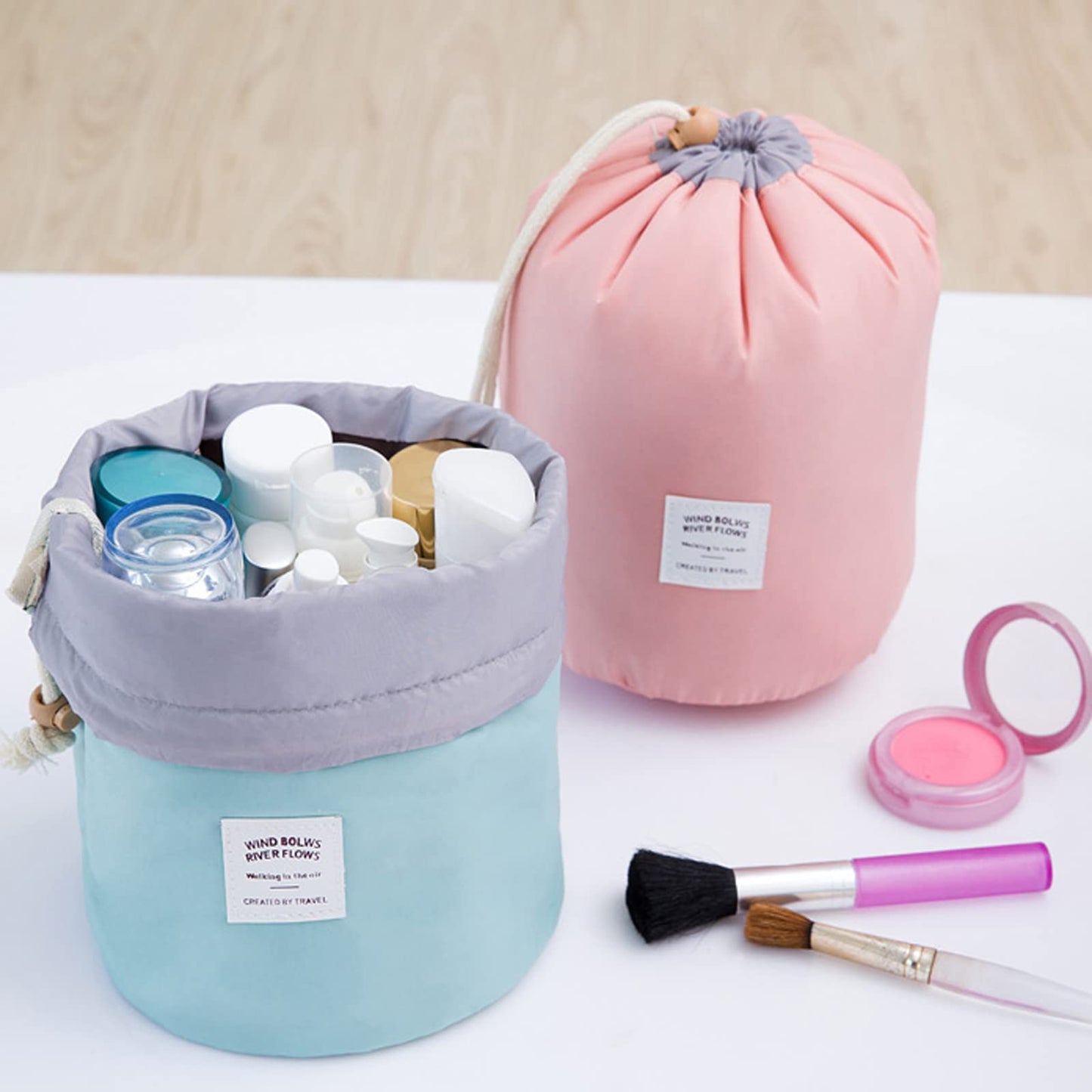 INVODA Drawstring Cosmetic Bag 12PCS Travel Makeup Bag for Women Toiletry Bag Portable Drawstring Make up Organizer Bag for Travel (12PCS)