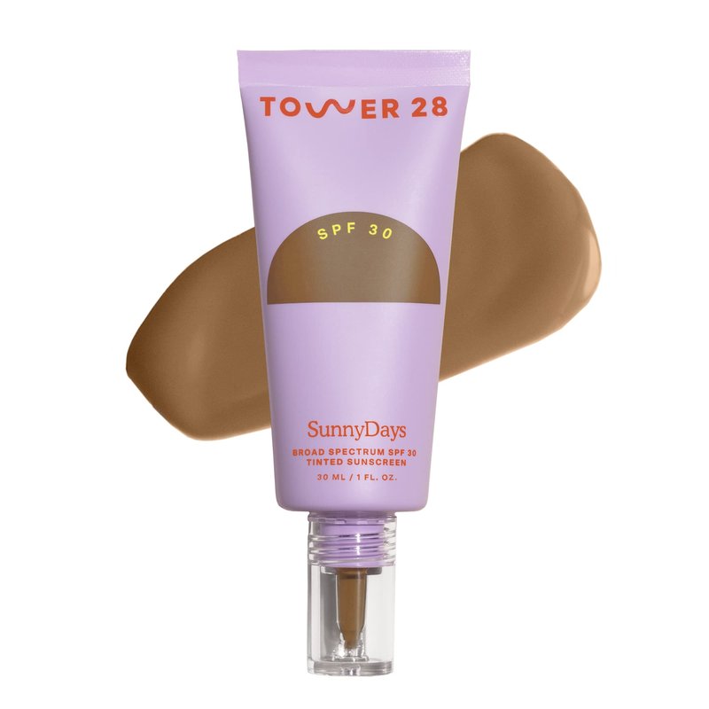 Tower 28 SunnyDays SPF 30 Tinted Moisturizer - 2-in-1 Buildable Coverage Foundation + Mineral Sunscreen for Face - Zinc Oxide, Aloe & Prickly Pear for Sensitive Skin - 50 Tan/Yellow (1 oz)