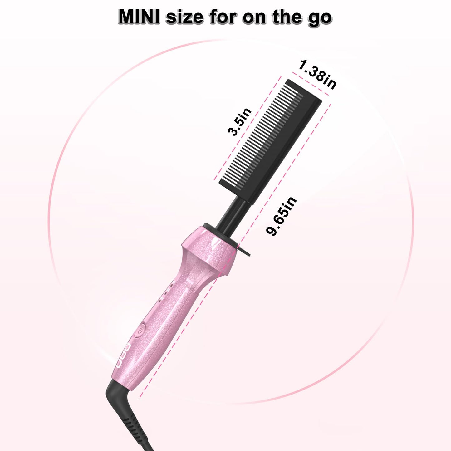 Dan 500℉ hot Comb,Hot Comb for Black Hair, Electric HotComb,hot Comb Straightener for Wigs,Dual Voltage Pressing Comb, Temperatures Adjustable,60 Min Auto Shut Off, (Pink)