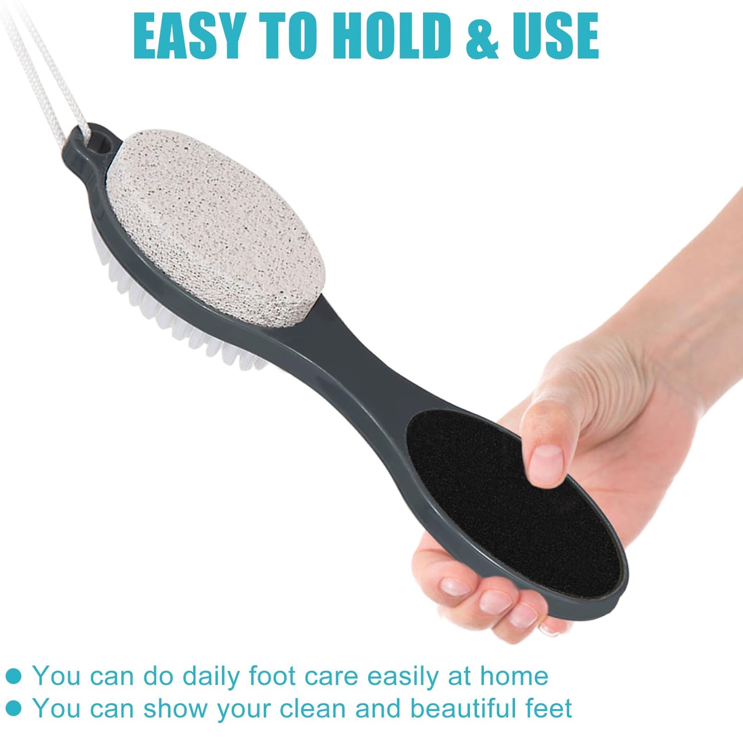 Yclin Foot File Callus Remover-3 Pcs 4 in 1 Foot Scrubber Dead Skin Remover for Feet,Pumice Stone, Foot Rasp and Sand Paper for Home Foot Care,Foot Brush for Shower (Grey Pedicure Foot File)