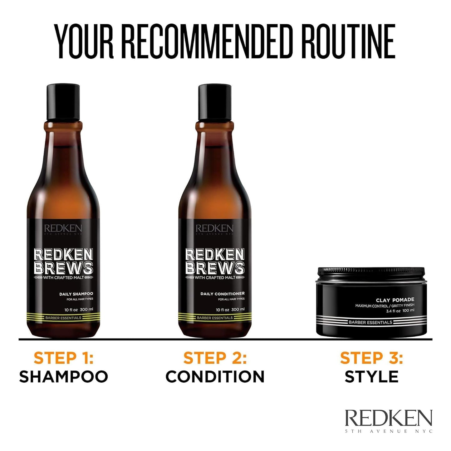 Redken Brews Daily Shampoo For Men - Lightweight Hydrating Cleanser For All Men's Hair Types,Adds Moisture and Shine to Dry Hair,33.8 Fl Oz,(Pack of 2)