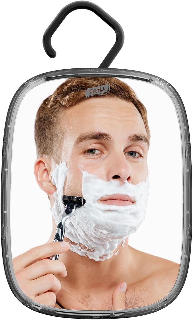 Fogless Shower Mirror for Shaving - Portable Wall-Mounted Shave Mirror | Shatterproof & Travel-Friendly (Black)