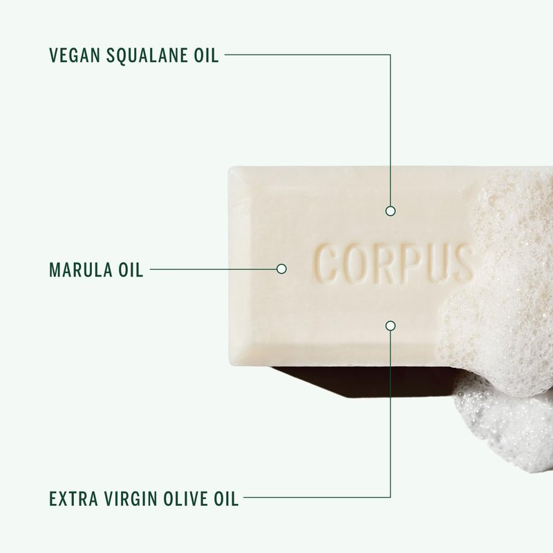 Corpus - Nº Green Cleansing Bar | Coconut-Based Triple-Milled Luxury Sustainable Soap with Vegan Squalane & Marula Oil | Sulfate-Free, No Synthetic Fragrance, Palm Oil or Parabens (170g / 6oz)