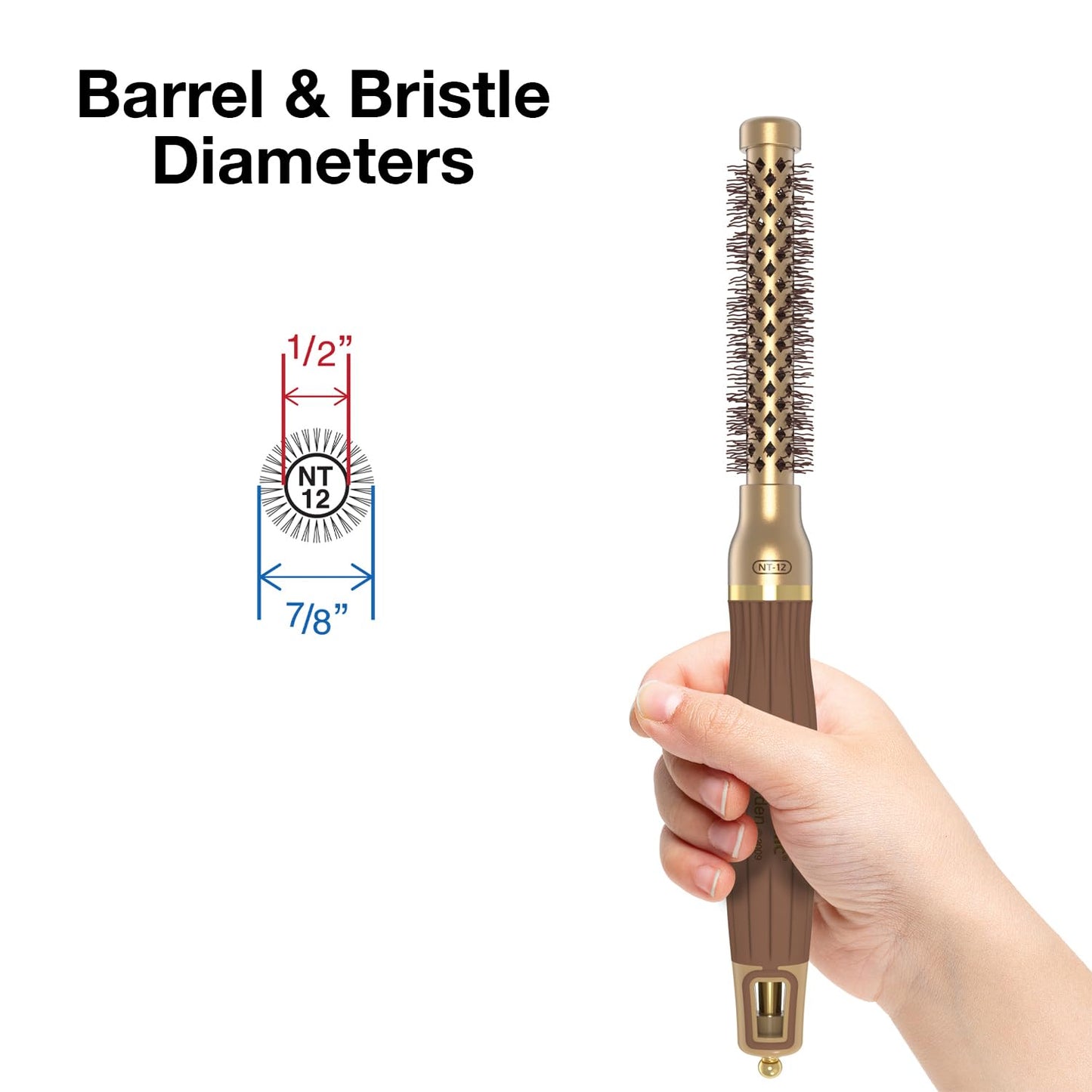 Olivia Garden NanoThermic Round Thermal Hair Brush - Professional Blowout Tool for Normal to Thick Hair | 1/2 Inch