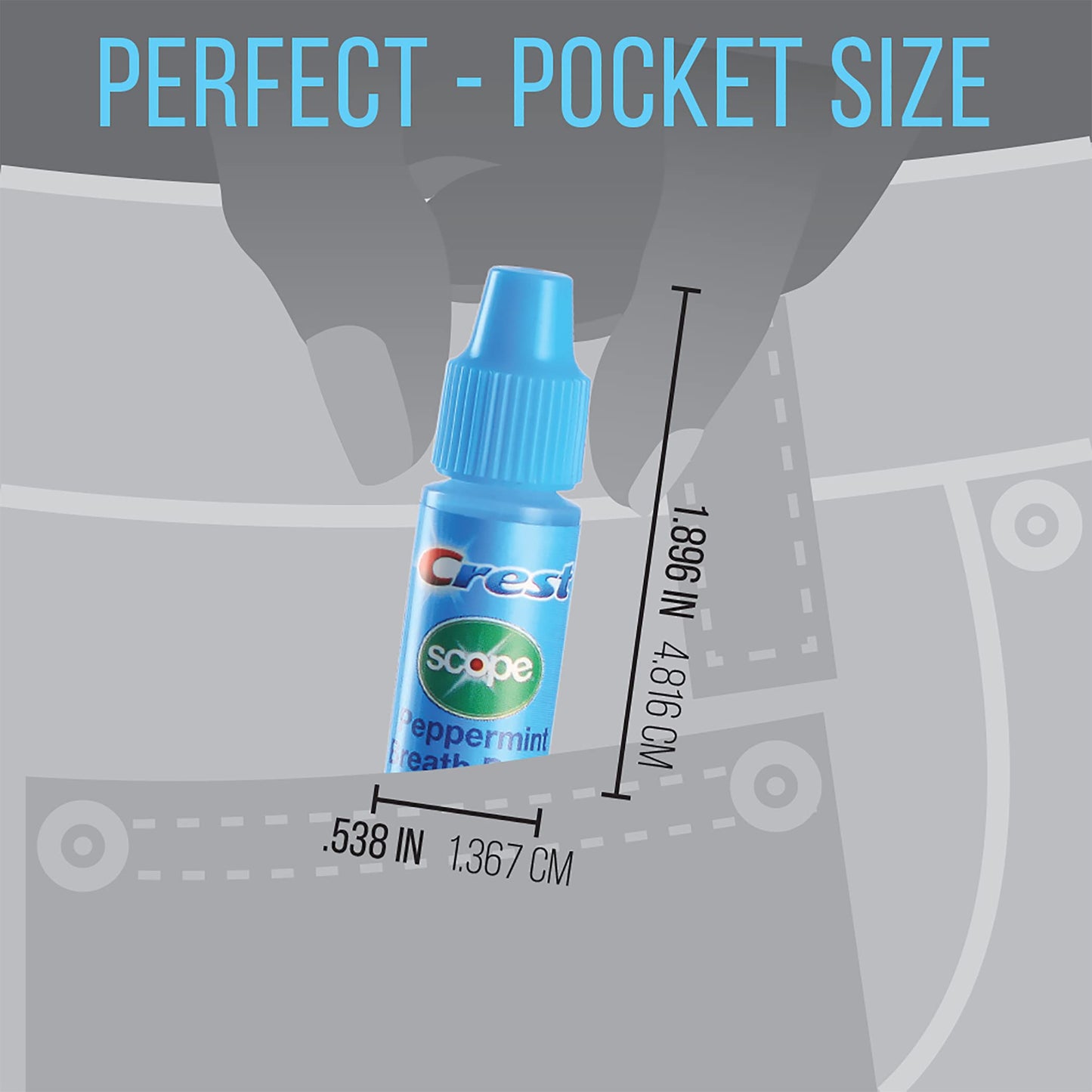 Crest Scope Breath Drops - Long Lasting PEPPERMINT - Crest Clean meets Scope Freshness - Gravity Feed Display - 50 Count, 3.2mL Drops