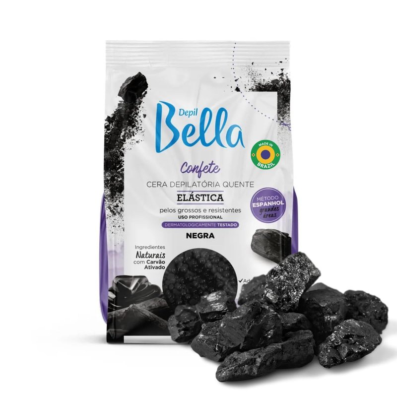 Depil Bella Black Elastic Confetti Hard Wax Beads - Low Melting, Deodorizing Formula for Smooth Hair Removal | Perfect for Thick and Coarse Hair, 2.2 lbs