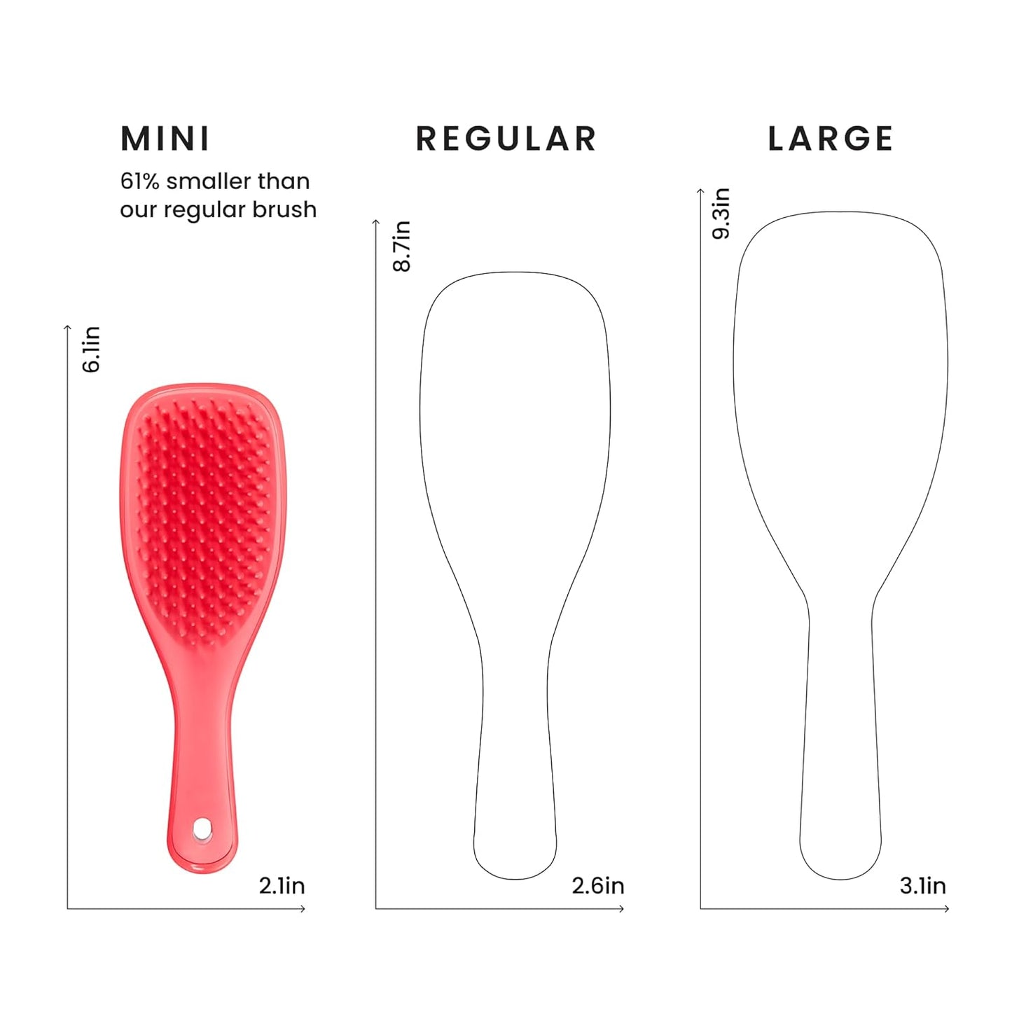 Tangle Teezer Ultimate Detangler Brush - Travel-Size Mini Hair Brush for Straight to Wavy Hair | Pink Punch