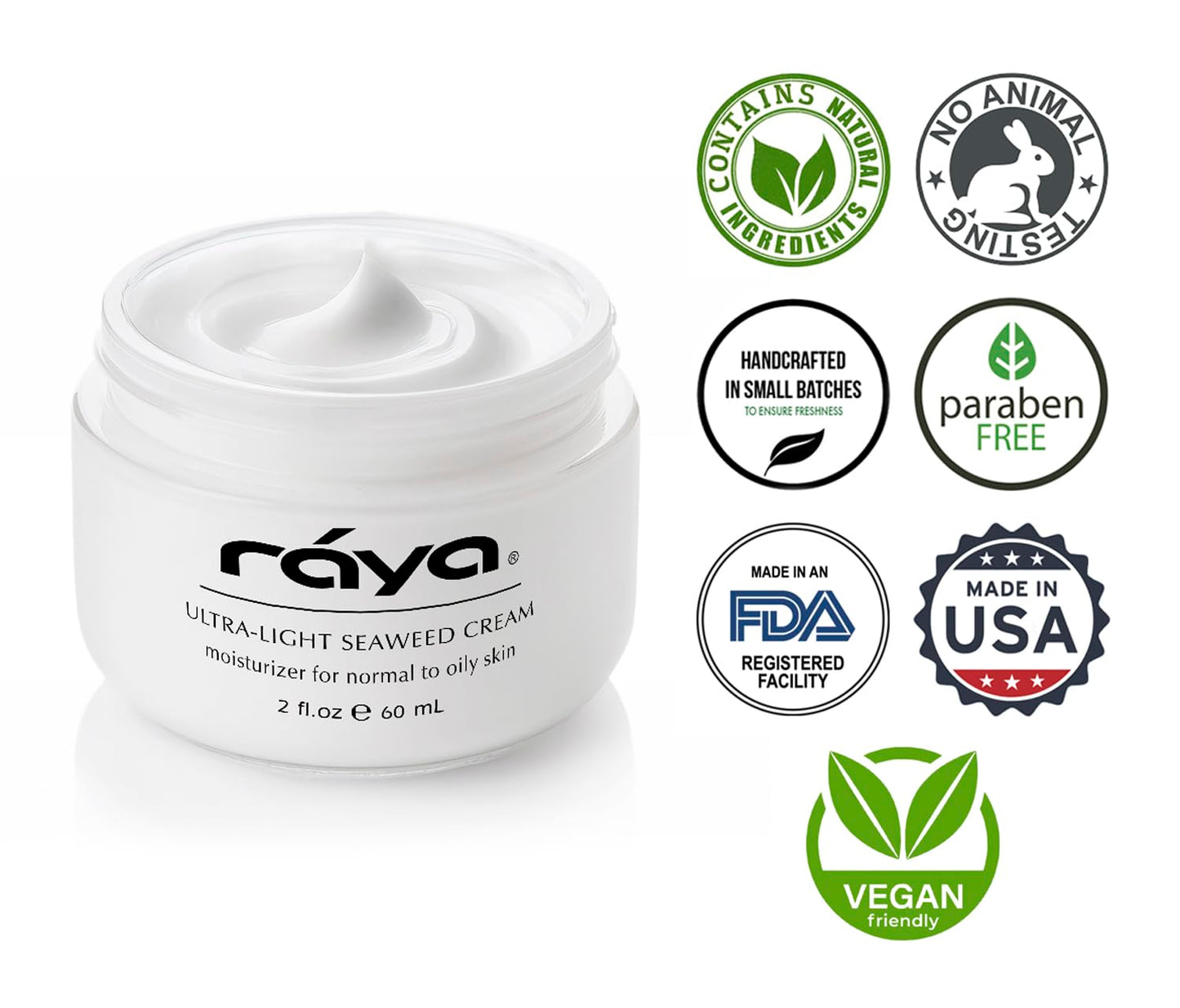 Raya Ultra-Light Seaweed Cream (304) | Anti-Aging Moisturizer for Oily, Break-Out Skin | Hydrating Face Cream Reduces Fine Lines, Wrinkles | Best Facial Moisturizer for Dry, Aging Skin | Controls Oil