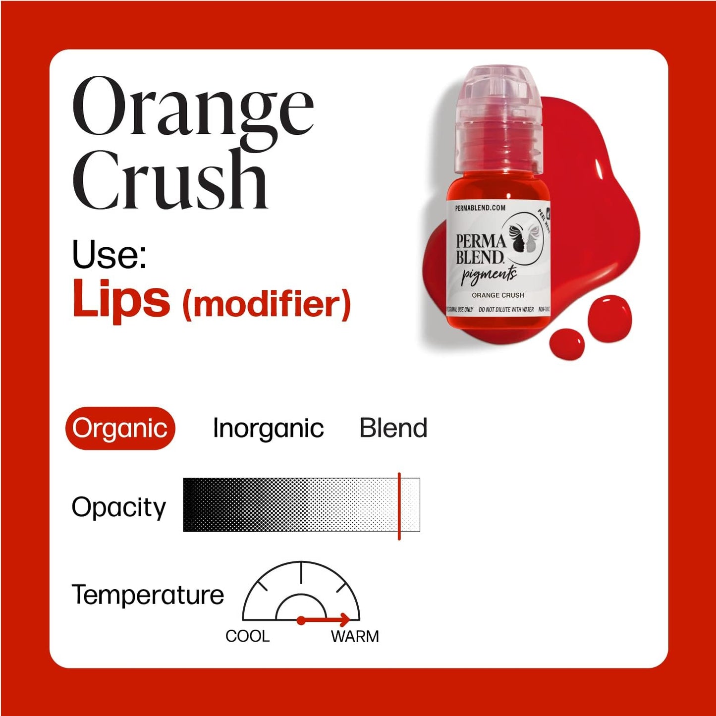 Perma Blend - Orange Crush - Bright Orange Tattoo Ink for Permanent Makeup - Lip Blush Microblading Ink to Enhance Color - Lip Blushing & Tattoo Supplies - Vegan (0.5 oz)